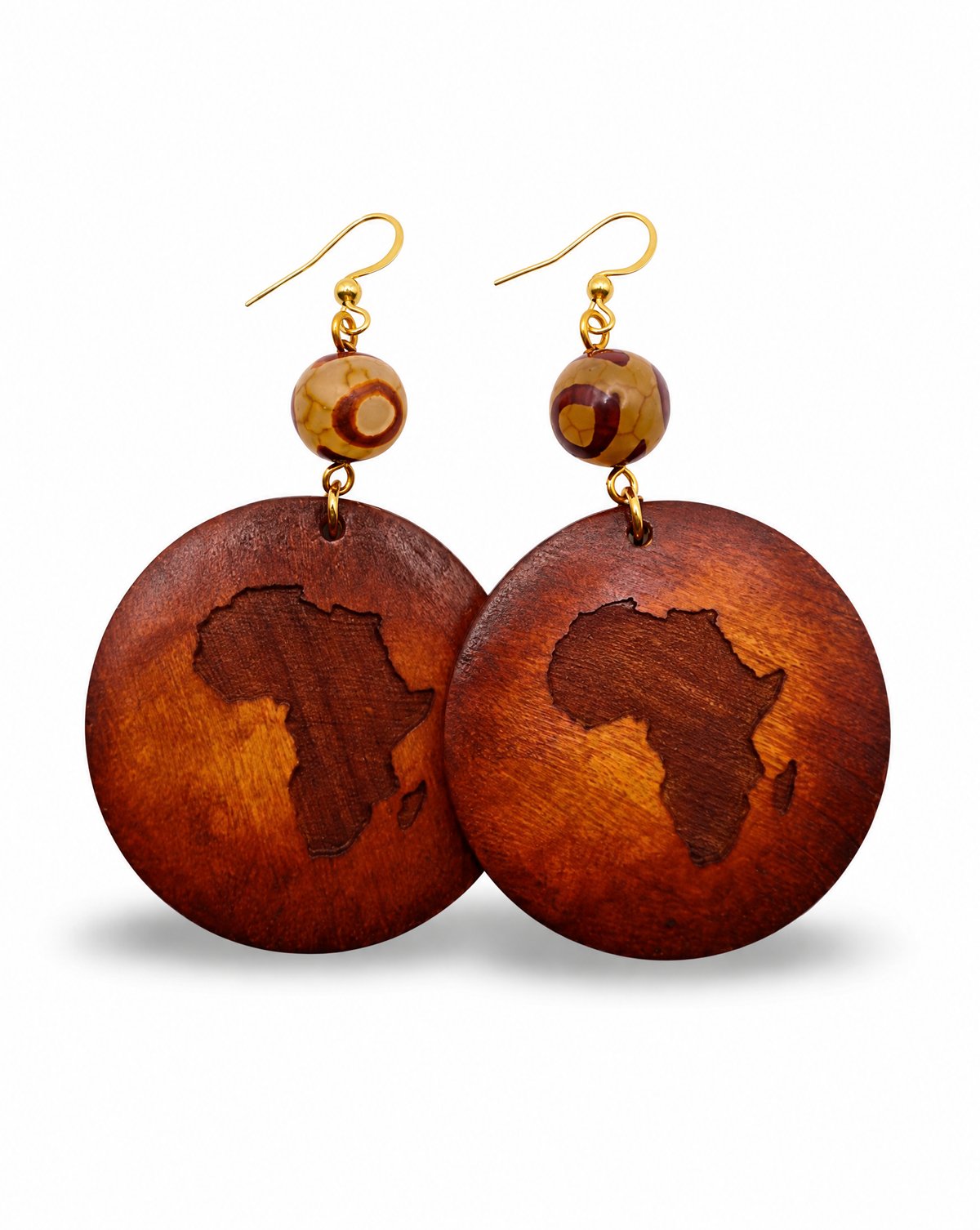 Heritage - Engraved wood pendant with painted agate necklace