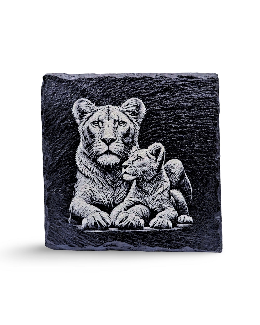 Devotion and Protection - Lioness and Cub Engraving