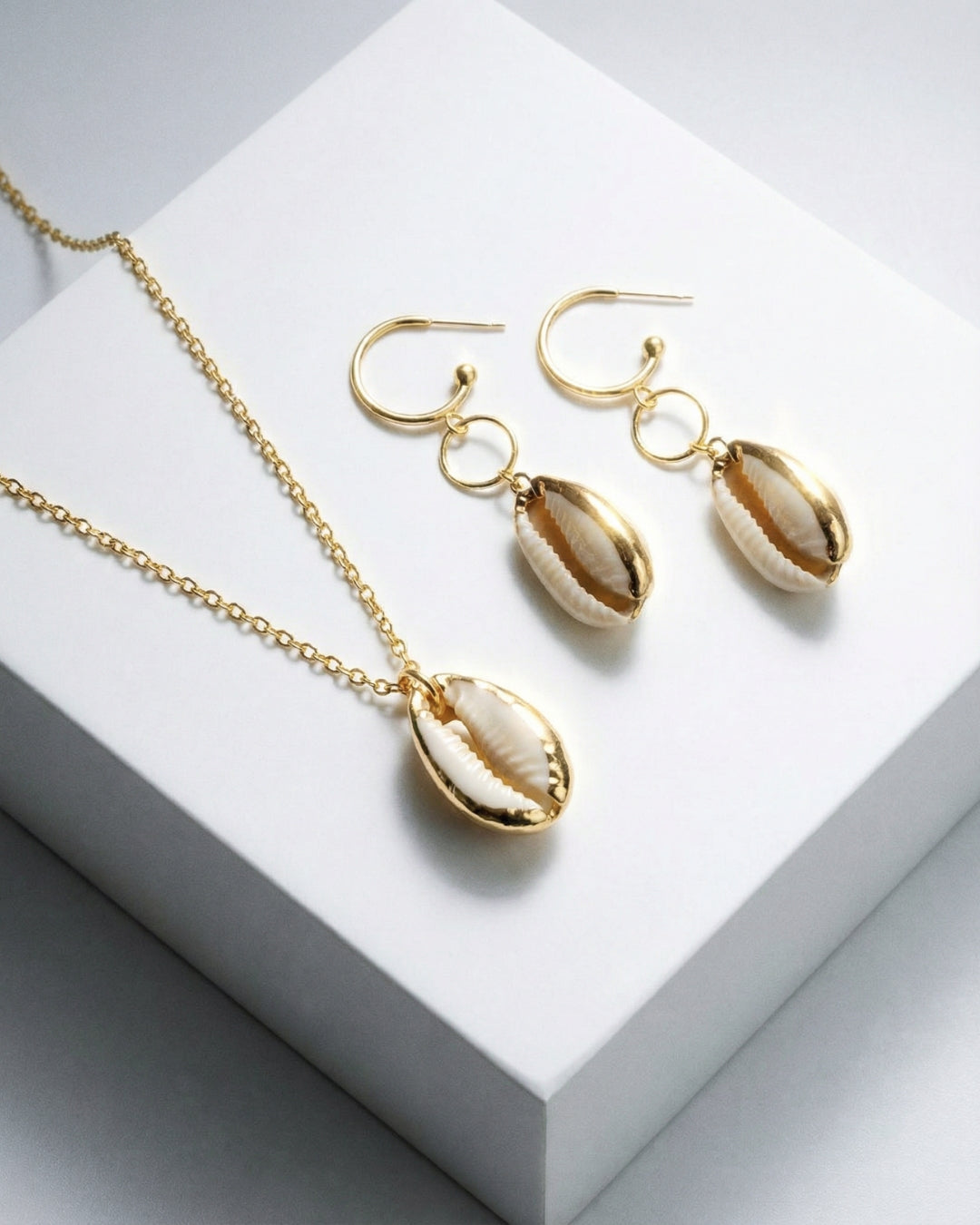 Reclaim the narrative - Cowrie Drop Earrings and Necklace Set